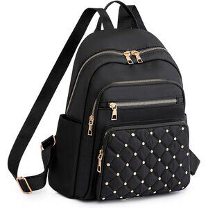 Women's Black 1 Small Nylon Backpack Trendy Purse Lightweight Shoulder Bag